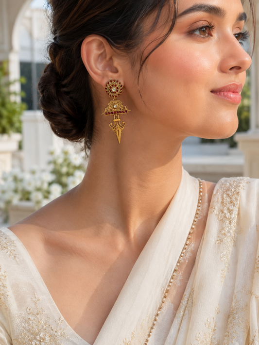 Handrafted Royal Floral Chandelier Earrings